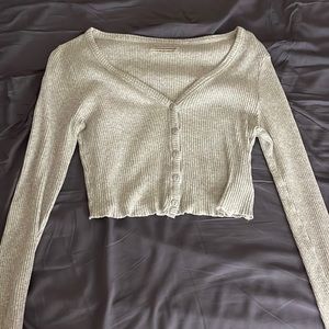 Cropped urban outfitters button up sweater